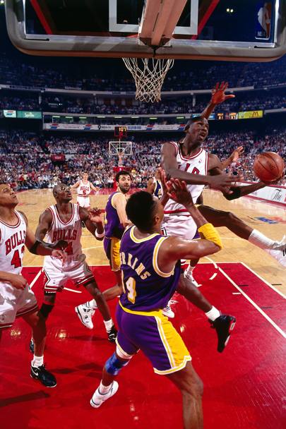 1991, Michael Jordan lanciato a canestro, Chicago Bulls vs Los Angeles Lakers (Nba)